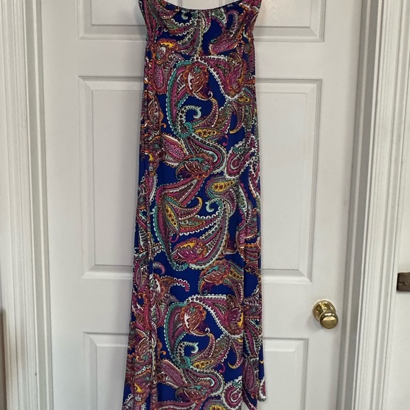 Banana Republic Strapless Ladies Modest Paisley Maxi Dress Size 4 EUC - Picture 6 of 14